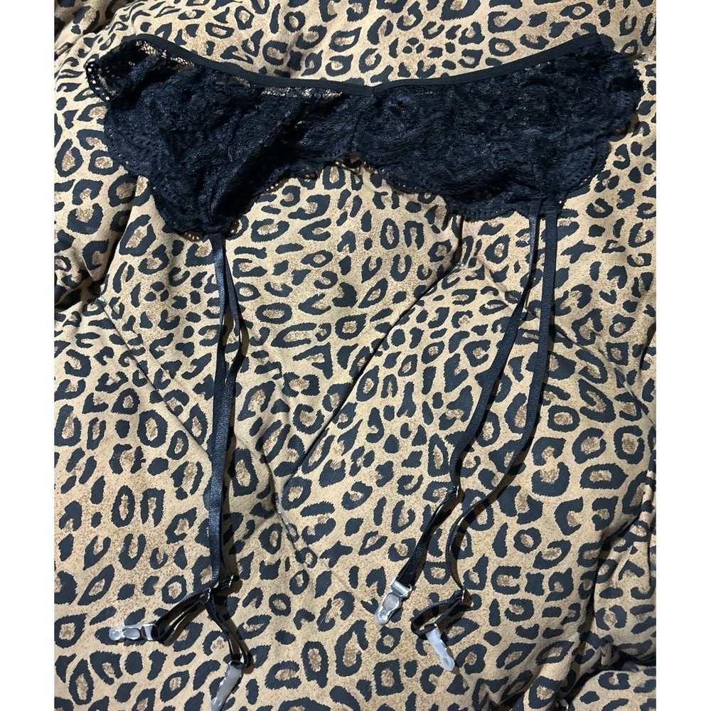 Black Lace Lingerie Garter Belt, L/XL